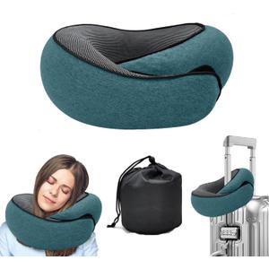 WEERSHUN Travel Pillows for Airplanes,2024 New Travel Pillow,Travel Neck Pillow Airplane Memory Foam Travel Pillow Neck Pillow for Traveling Suitable for Airplanes,Offices and Cars (Peacock Blue)