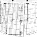 Amazon Basics Foldable Octagonal Metal Exercise Dog Playpen - Indoor/Outdoor, Single Door, Medium (8 Panels, 24 x 36), Easy to assemble and store, 36" - Medium, Black