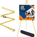MXG 66-Inch Foldable Metal Easel Stand for Signs, Poster Display, Yellow Portable Art Painting Tripod for Weddings, Decorations, Office & Classroom Presentations with 2 Trays, Holds up to 10 Lbs