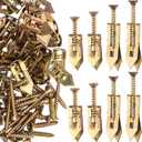 HINZIC 40 Sets Self-Drilling Drywall Anchors, Zinc Plated Steel Screws and Anchors Kit Heavy Duty, No Drill or Holes in Wall, for Garden Statues, Patio Furniture, TV, Shelf Straps, Cabinets - 4 Sizes