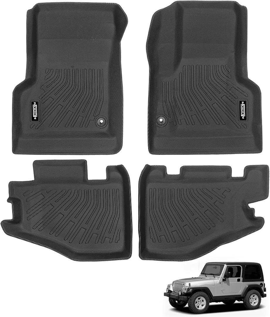 Custom Fit Floor Mats for Jeep Wrangler TJ Floor Mats 1997-2006, All Weather TPE Floor Liners, Odorless Full Set Interior Accessories