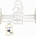 18 Pack Pants Hangers with Clips-Stackable White Plastic Trouser Skirt Hangers, 360 Swivel Hook, Adjustable Non-Slip Clips, Space Saving Closet Organizers for Jeans, Baby Clothes, Drying