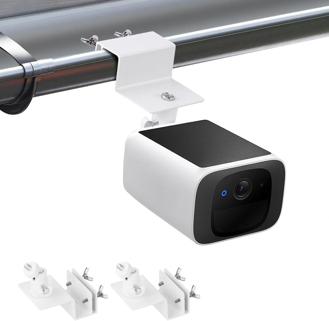 2Pack Gutter Mount Compatible with eufy Security SoloCam S220/C210, eufyCam 2C/2C Pro/S3 Pro, 3/S330, 2/2 Pro, 3C/S300, 360Adjustable Weatherproof Mounting Bracket for Eufy Security Camera - White