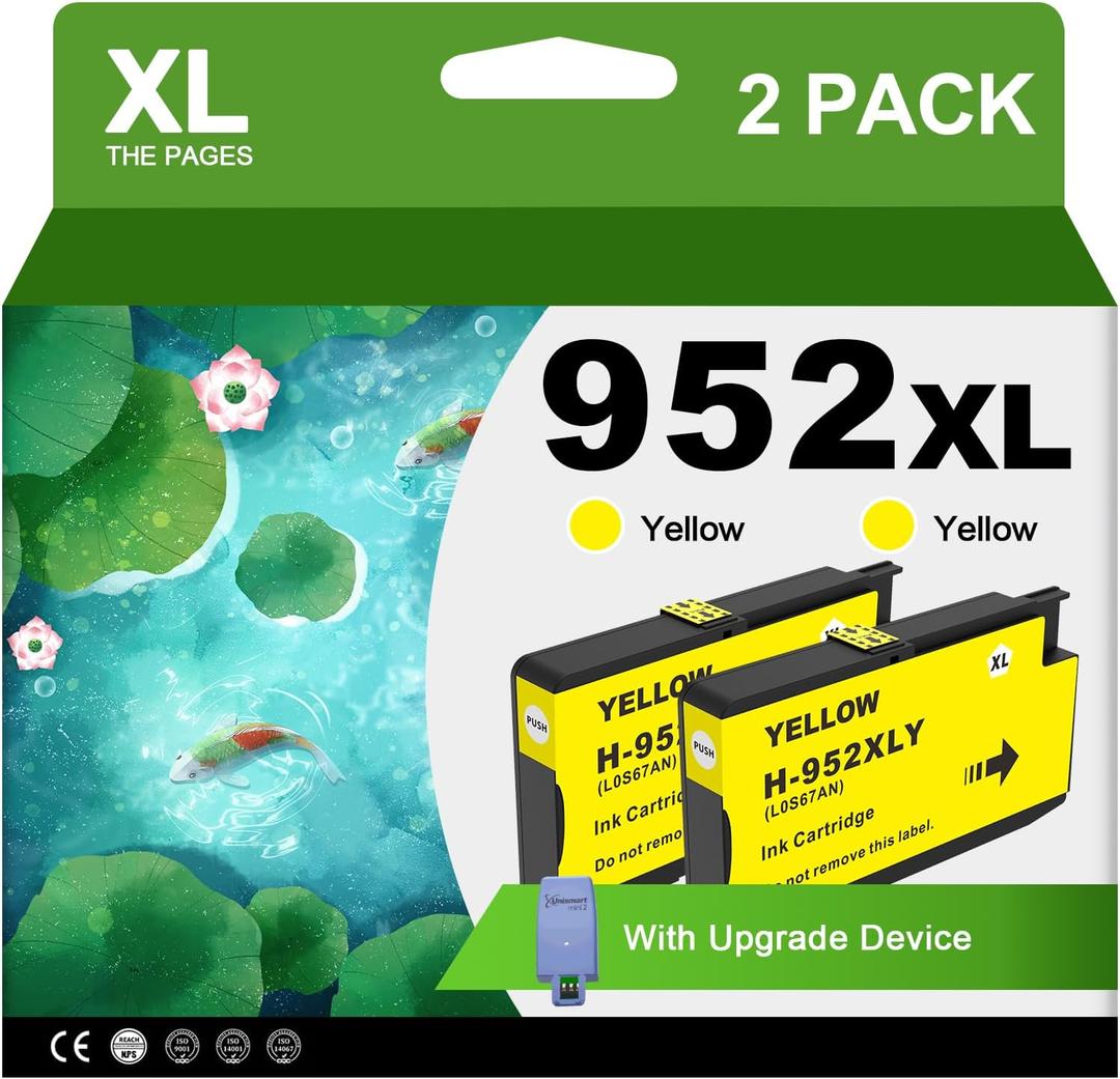 952XL Yellow Ink Cartridges With Upgrade Device Replacement for HP 952 XL Combo Pack for HP Officejet Pro 7740 8720 8710 8210 8715 8740 8702 8730 8725 Printers (952XL Yellow High-yield 2 Packs)