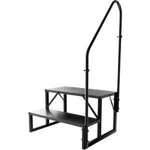 RV Steps with Handrail,2 Step Trailer Steps,Outdoor RV Stairs with Anti-Slip Pedals,Outdoor Steps for Travel Trailers,Heavy Duty Mobile Home Stairs for Camper, Porch, Spa