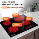 Electric Cooktop 24 Inch 220-240V, Built-in Ceramic Cooktop, Radiant Electric Stove Top with Safety Lock, Timer & Glass Protection Metal Frame, Over-Temperature Protection, Hard Wire(No Plug)