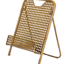 Red Co. Decorative Foldable Metal Wire Bamboo Cookbook Stand & Recipe Holder for Kitchen Counter in Gold Finish, 10 x 13 Inches