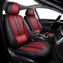 Nappa Leather Car Seat Covers - Full Set 5-Piece Waterproof Seat Cover Breathable & Cool 4-Season Fit for SUVs/Sedans Premium Airflow Design with Anti-Slip Tech (Red)