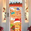 4 x Fancy Land Gingerbread Christmas Door Cover Gingerbread Door Decoration Christmas Front Door Banner for Holiday Xmas Decor Ornament 72 x 30 Inches