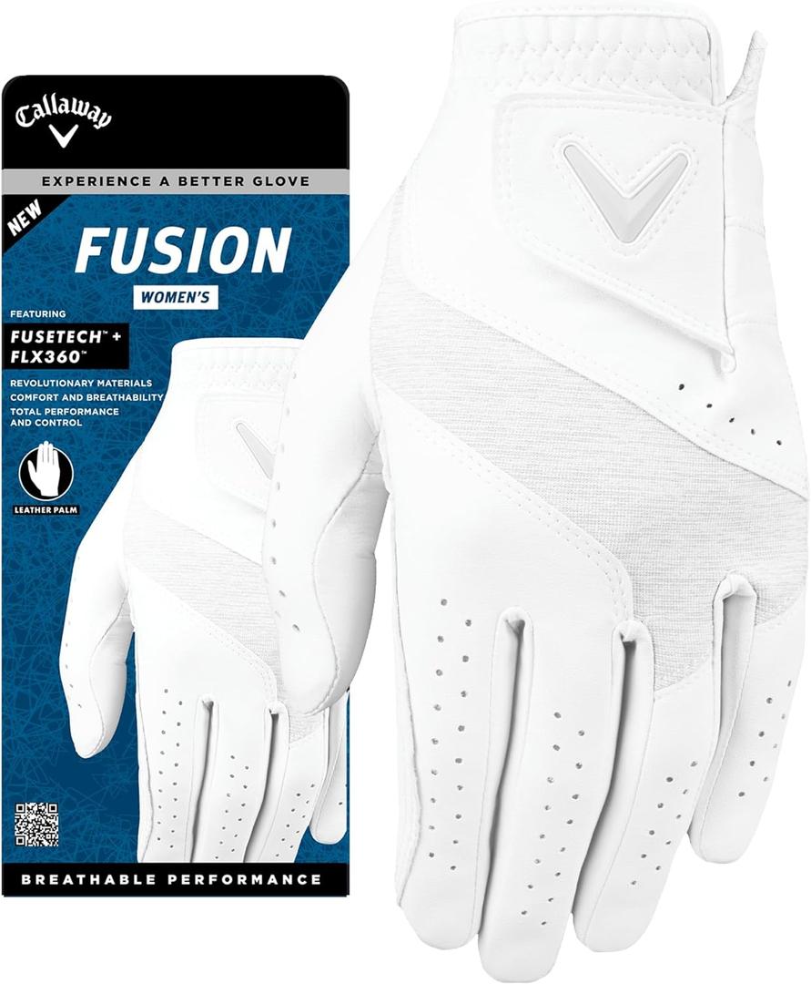 Callaway Golf Fusion Glove (Large, White/Silver)