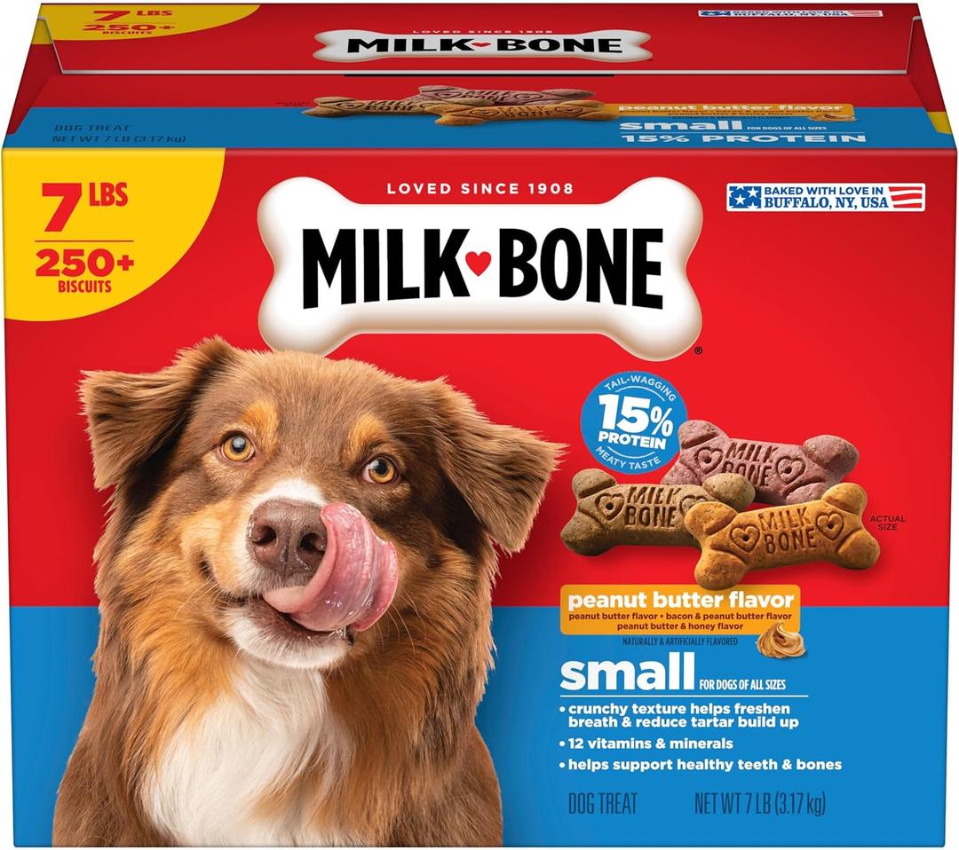 Milk-Bone Peanut Butter Flavor Naturally & Artificially Flavored Dog Biscuits - Crunchy Dog Treats - 7 Pounds (Packaging Design May Vary) (EXP 05/07/27)