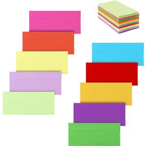 Granhoolm 50 Pack Colorful Envelopes #10,Envelopes Letter Size,#10 Business Envelopes,Envelope Self Seal for Business,Office Checks,Letter,Mailing Invoices,Invitation(4.13 x 9.49 in) (Multicolor)