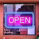 Open Signs for Business Window, 16"x 9" Neon Open Sign, Bright COB Chip LED Open Sign with ON/OFF Switch, Blue & Pink Open Light Up Sign for Wall, Shop, Hotel, Horizontal