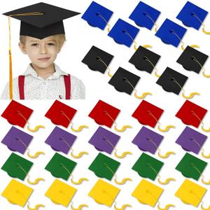 Bokon 30Pcs Graduation Cap Bulk Child Adult Adjustable Graduation Hat for Kids Kindergarten High School Bachelor