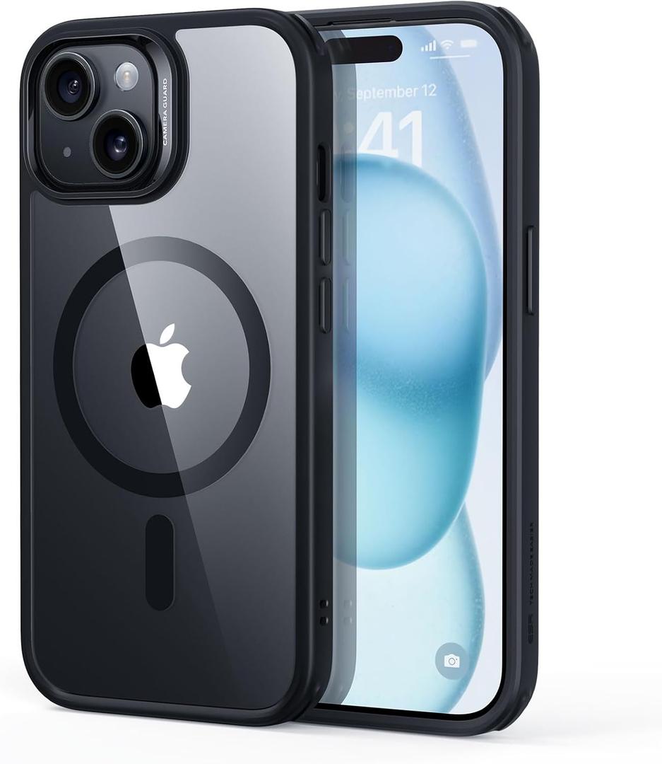 ESR for iPhone 15 Plus Case, Compatible with MagSafe, Military-Grade Protection, Yellowing Resistant, Scratch-Resistant Back, Magnetic Phone Case for iPhone 15 Plus, Classic Series, Clear Black