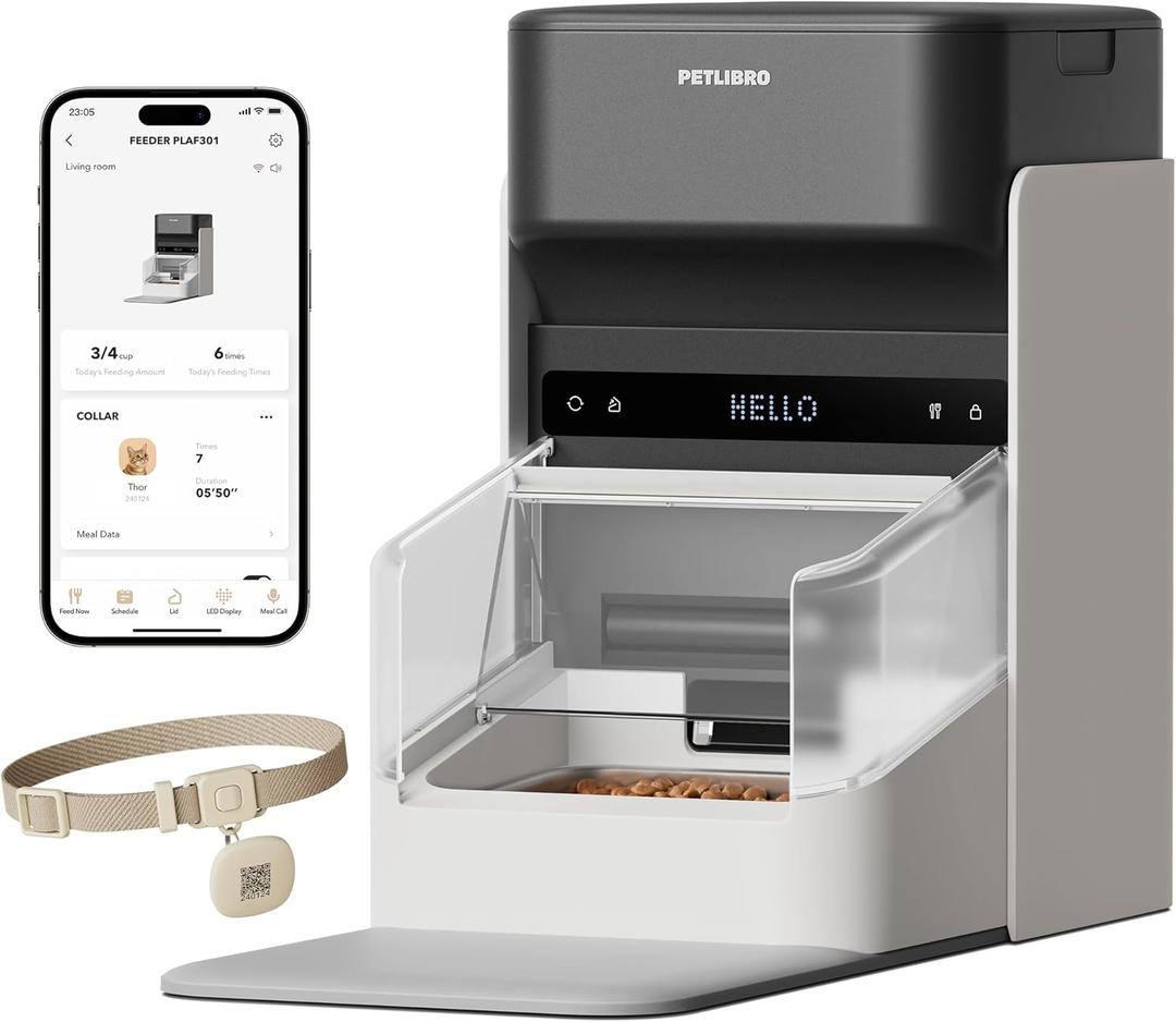 PETLIBRO RFID Automatic Cat Feeder, Collar Tag-Activated Personalized Meals, 5G&2.4G Wi-Fi Programmable Cat Food Dispenser with Cats Recognition & Diet Tracking for Multi-Pet Homes and Different Diets