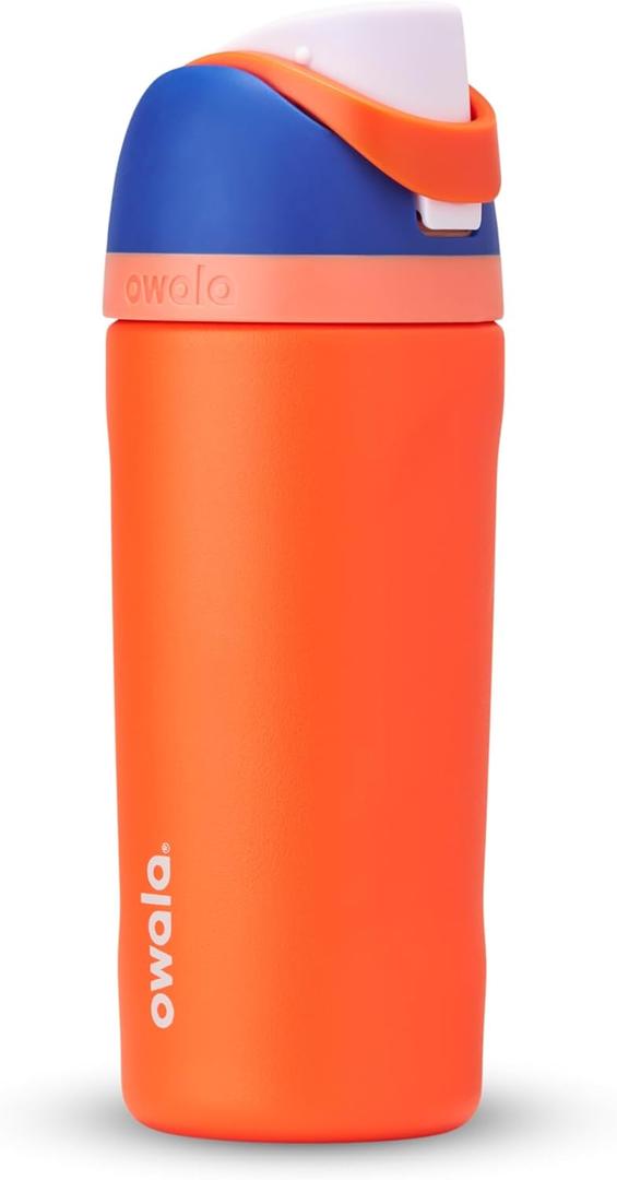 Kids FreeSip Insulated Stainless Steel Water Bottle with Straw for Sports, Travel, and School BPA-Free Sports Water Bottle, 16 oz, Blue Citrus (16 Ounces, Blue Citrus)