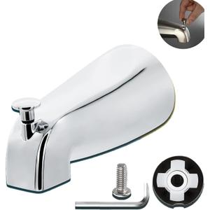Slip Fit Tub Spout with Pull-Up Diverter for 1/2 inch Copper Tube,5.4 INCHES in Length, Easy to Install, Chrome (Not Applicable to Threaded Pipes) Thickened and Elongated Design 300 Grams