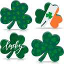 St Patricks Day Wooden Shamrock Decoration, 4-Piece Set of St. Patrick's Day Tabletop or Tray Multi-Layer tiered tray decor Tray Decoration, shamrock decorations, Office Decor, Green04