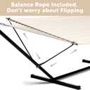 SUNCREAT Hammocks Extra Large Double Hammock with 12 ft Stand, 475lbs Capacity, Outdoor Portable Hammock with Hardwood Spreader Bar, Extra Large Pillow, Beige