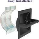 Matte Black Recessed Toilet Paper Holder for Large Rolls, Pivoting Black Toilet Paper Holder Wall Mount Stainless Steel, in Wall Toilet Paper Holders Black, Bathroom Toilet Paper Wall Holder