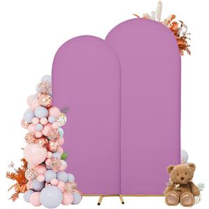 Wedding Arch Covers Arch Backdrop Cover Arch Stand Covers 7.2FT 6FT Set of 2 Arch Cover Spandex Fabric Stretchy Backdrop for Wedding Birthday Party Decoration Baby Shower (Lilac)