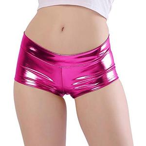 Kepblom Women's Shiny Metallic Rave Booty Shorts Hot Pants Dance Bottom (Large)