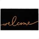 THEODORE MAGNUS Door Mat – Coir Doormat for Outdoor Entrance, Durable Welcome Mat with Non-Slip Backing, Perfect for Front Door and Entryway - Outdoor/Indoor - Warm Greeting - Black - 17" x 30"