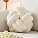 Knot Ball Pillow, Round Decorative Throw Pillows Cushion, 8 Inch Beige Soft Plush Knotted Pillows Pillow, Modern Home Throw Knot Decorative Cushion