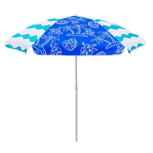 AMMSUN 5ft Seaside Umbrella for Sand and Water Table - Kids Durable Umbrellas for children Beach Camping Garden Outdoor Play Shade Blue Coconut Tree