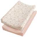 Konssy Minky Changing Pad Cover 2 Pack, Soft Minky Dots Plush Diaper Changing Table Cover Set, Breathable Changing Pad Sheets for Baby Girls Boys (Pink Spring, Blush)