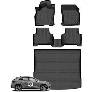 Wayhigh Floor Mats & Cargo Liner for Audi Q3 2019-2025, All Weather TPE Car Mats Waterproof Heavy Duty Floor Liners, Floor Mats Custom Fit for Q3 Accessories