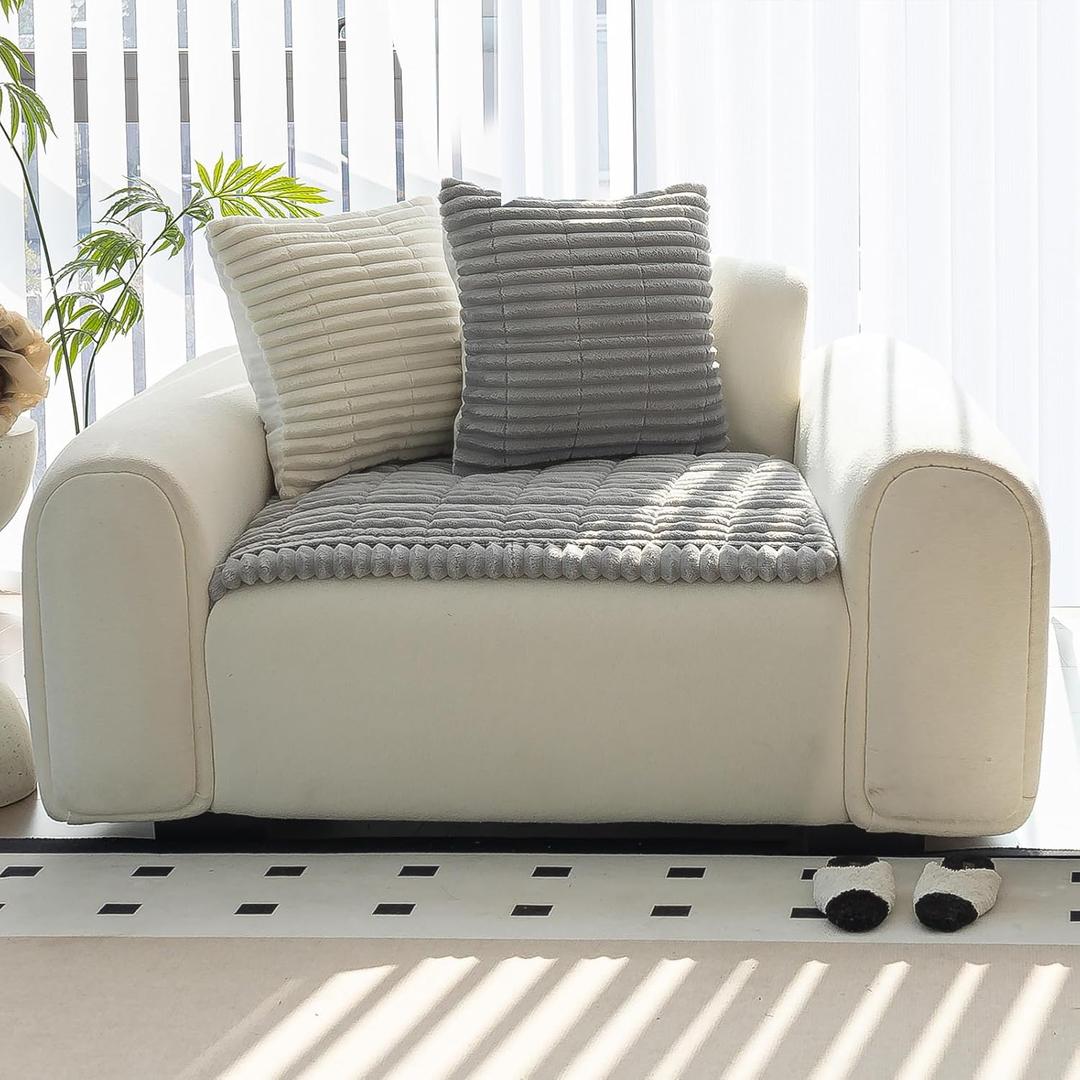 Sofa Couch Cover, Sofa Covers for Dogs Washable, Non-Slip Striped Sofa Slipcovers for Sectional Sofa, Sofa Cover Furniture Protector for L Shaped (Grey, 3x 5 fit