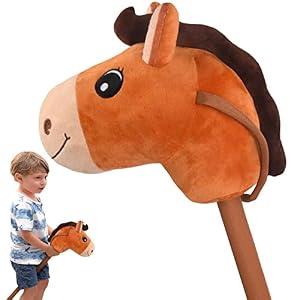 WALIKI Toys Stick Horse Brown (Plush, for Kids and Toddlers) Gift for 2 + Year Old boy Birthday