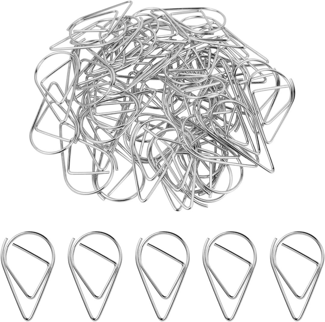 50 Pcs Silver Paper Clips, 1 Inch Stainless Steel Decorative Shaped Paper Clips for Office School Supplies Wedding Invitations (Silver)