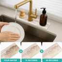 Small Diatomite Kitchen Sink Faucet Mat Water Absorbing Stone Tray Quick Drying Stone Mat for Kitchen Sink Protector Splash Guard Behind Faucet Water Absorbent Mats for Bathroom Counter Decor (16" x 4", Beige)
