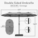 15ft Large Patio Umbrellas with Base Included, Outdoor Double-Sided Rectangle Market Umbrella with Stand, Outside Umbrellas for Poolside Lawn Backyard