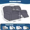TAOCOCO Reclining Loveseat with Middle Console Slipcover, 4 Piece Polyester Fabric Stretch Loveseat Reclining Sofa Covers (Black, 2 Seat Recliner Cover with Console)