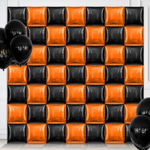 50 Pcs Black and Orange Square Foil Balloons Wall Backdrop, 19 Inch Reusable Mylar Basketball Balloons DIY Double Sided Tunnel Arch Kit for Birthday Graduation Basketball Party Baby Shower Decorations