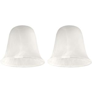 Giluta Bell Shaped Glass Shade, Alabaster Glass Shades Replacement for ceiling fan light wall light and pendant, Lipless with 1-5/8-inch Fitter Opening, 2 Pack