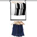 Adjustable Hanging Closet Rod, Heavy Duty Closet Rods for Hanging Clothes, Powder-Coated Black Metal Double Closet Bar, Space-Saving Closet Poles Extender for Clothing Organizer, 1 Pack