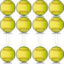 12 Pcs Softball Cutouts 10" with Rope Softball Party Decorations Hanging Banners Paper Fastpitch Cutouts for Sports Theme DIY Birthday Party Photo Prop Favors(Yellow and Green,Single)