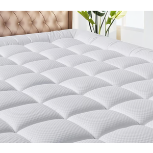 Queen Size Mattress Pad - Cooling Breathable Mattress Topper, Quilted Fitted Mattress Protector, Pillow Top Mattress Cover with 8-21" Deep Pocket, Soft, Machine Washable, White, 60x80 Inches