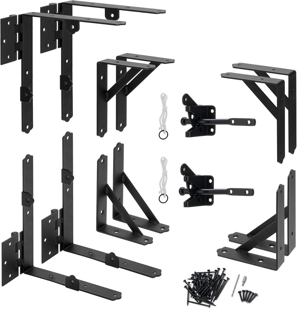 HILLMASTER 2 Set Anti Sag Gate Frame Kit Gate Corner Brace Bracket Heavy Duty Adjustable Gate Hardware with Gate Latch for Wooden Fences,Driveway Gates,Shed Doors,Corral Gates,Wood Windows