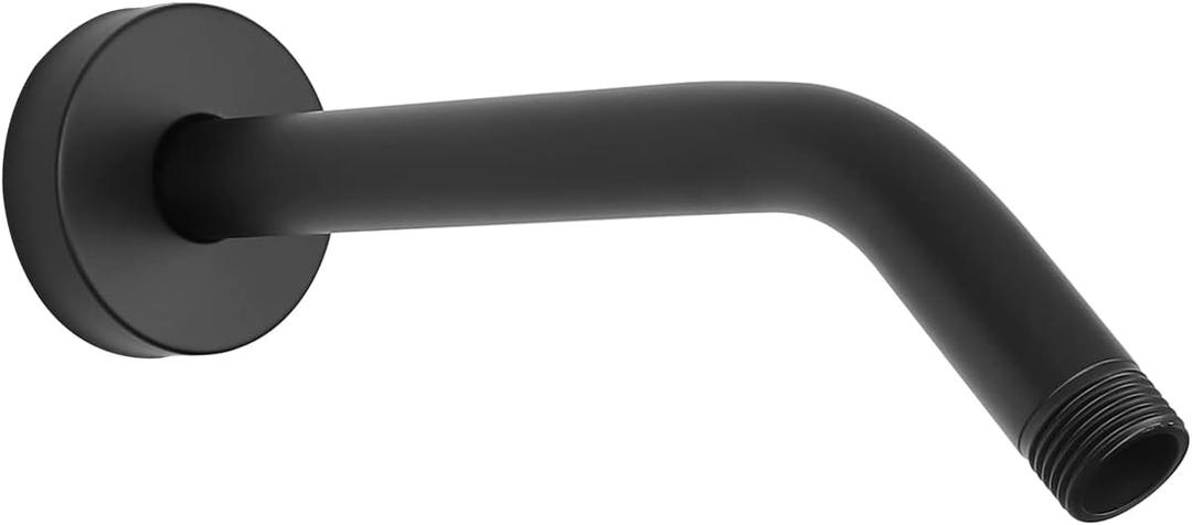 Shower Arm with Flange and Teflon Tape, Wall Mounted Shower Pipe 304 Stainless Steel Extension Arm for Fixed Shower Head & Handheld (6 Inch, Matte Black)