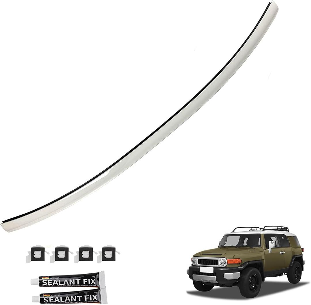 Front Windshield Molding White Top Pillar with Side Molding Compatible with Toyota FJ Cruiser 2007-2014 Replaces 755033501A0 75503-35061-A0