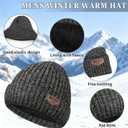 Mens Hat and Gloves Set, Warm Beanie Knit Long Scarf Fleece Lined Winter Hats Touchscreen Gloves for Men (Style A-grey Black)
