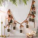3.94 ft Christmas Cowbells Garland Velvet Bow Cowbells Hanging Decor Christmas Rustic Bronze Vintage Jingle Bells String for Xmas Wall Door Window Fireplace Decoration(Brown)