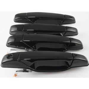 FRONEZER Exterior Door Handle, 4PCS Black Front Rear Driver Passenger Compatible with 2007-2014 Chevy Silverado Suburban Avalanche Tahoe, GMC Sierra Yukon Cadillac Escalade Replace 20828258 22738721