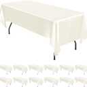 12 Pack Ivory Satin Tablecloth, 57 x 108 Inch Silky Satin Table Cloth, Rectangle Bright Silk Tablecloth Smooth Fabric Table Covers Overlay Silky Tables Decoration for Wedding Party Banquet Birthday